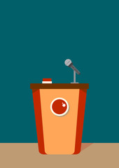 Quiz game with button. Colorful flat cartoon vector illustration.Quiz brainy game.