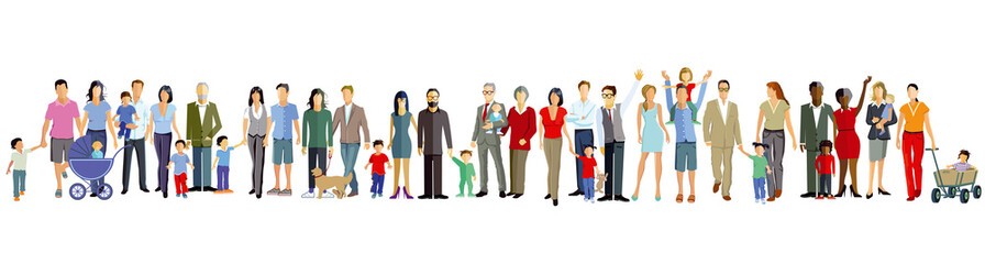 Obraz premium Familien und Generation stehen zusammen, illustration