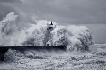 Stormy big waves - obrazy, fototapety, plakaty