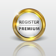 Button web register glossy white Gold