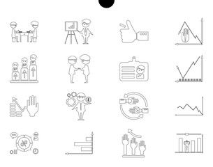 Outline web icon set - money, finance, payments with humans silhouette in black white