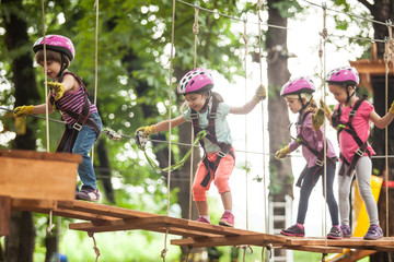 The obstacle course in adventure park 