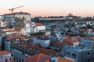 Bird's-eye view of old Porto, Portugal..