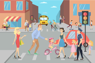 City street with people.