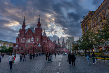 Naklejka na ściany i meble July 2017: dusk at Red Square in Moscow, Russia