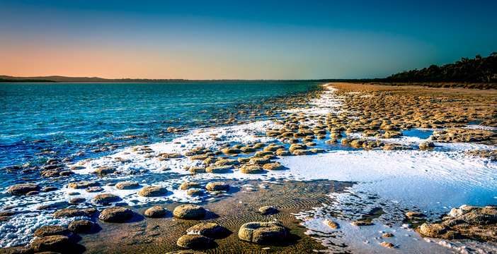 The jetty near Mandurah in Lake Clifton where you find thrombolites an early living organism
