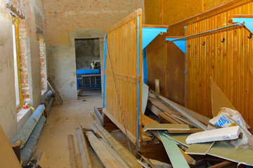 Premises of a destroyed and plundered milk production plant. The raiders seized the factory. Vandalism. Ukraine, January 2018.