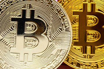 Coin bitcoin in a gift box for a ring or jewelry the concept of crypto currency the best gift