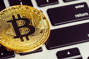 bitcoin on a laptop