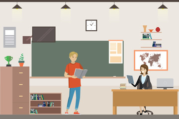 Cartoon School classroom interior