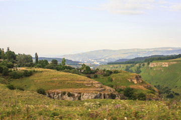 Green mountain range landscape in summer