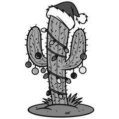 Christmas Cactus Illustration - A vector cartoon illustration of a Christmas Cactus.
