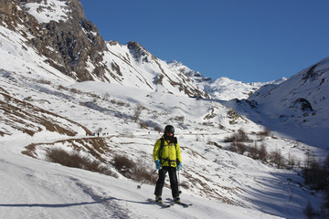 Fototapeta na wymiar Ski de randonnée à Val d'Isère en Savoie, Alpes françaises