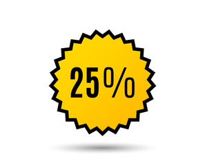 25% off Sale. Discount offer price sign. Special offer symbol. Star button. Graphic design element. Vector