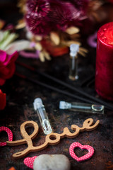 LOVE letters on Valentine's day background.