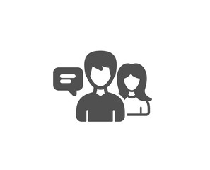 People talking simple icon. Conversation sign. Communication speech bubbles symbol. Quality design elements. Classic style. Vector