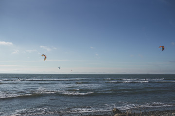 Kite Surfers At Dawn