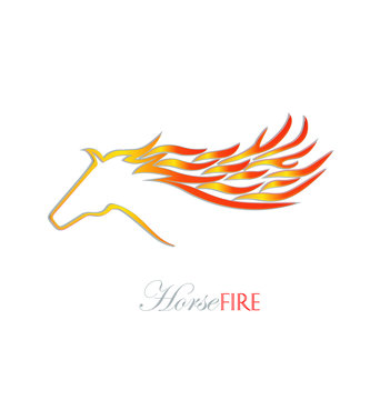 Fast racing fire horse vector