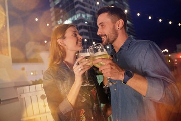 Romantic date at restaurant rooftop in Miami