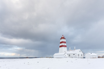 Alnes lighthouse at Godoya Island near Alesund.