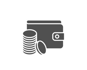 Wallet with Coins simple icon. Cash money sign. Payment method symbol. Quality design elements. Classic style. Vector