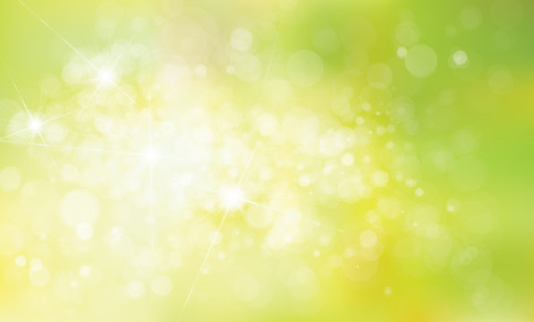 Vector green background with  stars and lights, spring background.