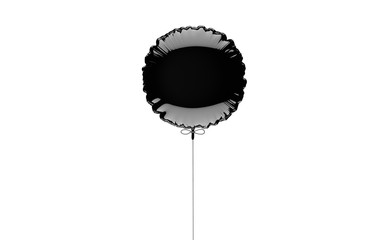 One black metallized foil balloons on a white background. 3d render illustration