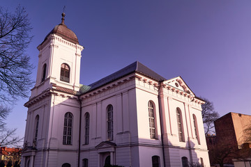 Neoclassical church with a belfry in Poznan.