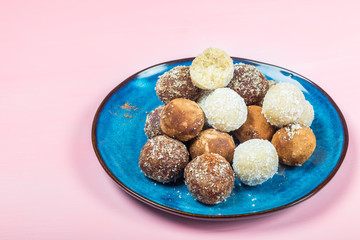 Various Homemade Raw Vegan Truffles or Energy Balls