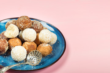 Various Homemade Raw Vegan Truffles or Energy Balls