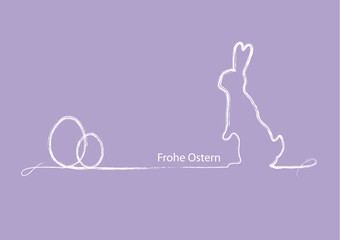 Easter eggs & Easter bunny calligraphy purple greeting card 