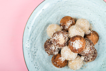 Various Homemade Raw Vegan Truffles or Energy Balls