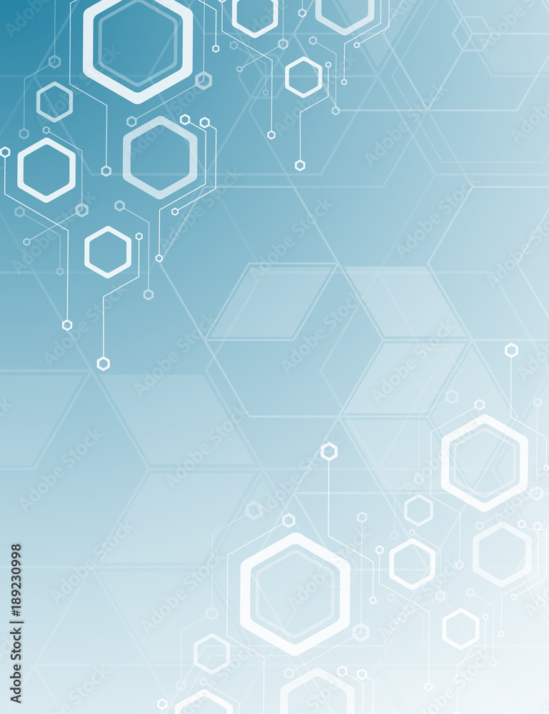 Wall mural minimal design, hexagonal structure of chemistry. abstract background geometric element.