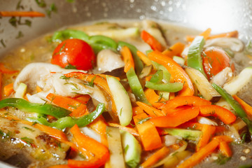 Preparation Wok pasta.