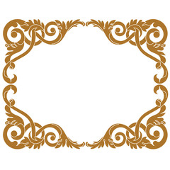 Golden vintage border frame engraving with retro ornament pattern in antique baroque style decorative design. Vector