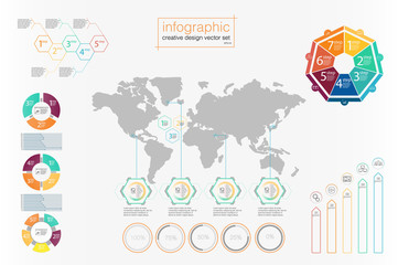 Infographics colors set. Colorful infographic element. Template for brochure, business, web design. vector illustration