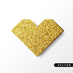 Vector gold sparkles heart. Valentines Day Vector Sparkles and Glitters. Holiday Design.