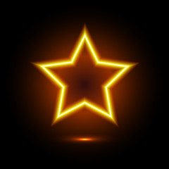 Shining retro neon star. Vintage bright sign board for your design.