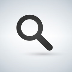 Magnifying glass icon, vector magnifier or loupe sign.