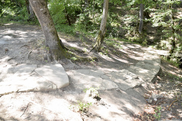 path laid out of stone slabs. A path in the mountains