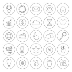 Internet line symbols for web site design isolated on white background