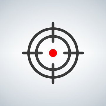 crosshair with red dot icon, vector illustration isolated on white background.