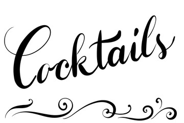 handlettered isolated text for menu card drink, juice, coffee, cocktail