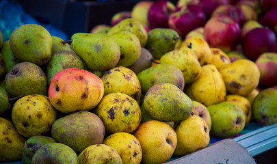 fresh pears at a market 
