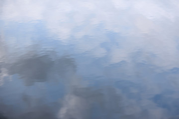 Beautiful reflection of clouds and sky in water, abstraction