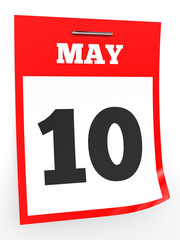 May 10. Calendar on white background.