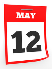 May 12. Calendar on white background.