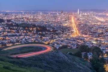 Zelfklevend Fotobehang San Francisco Panorama via Twin Peaks © Yuval Helfman
