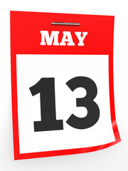 May 13. Calendar on white background.