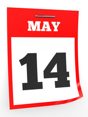 May 14. Calendar on white background.